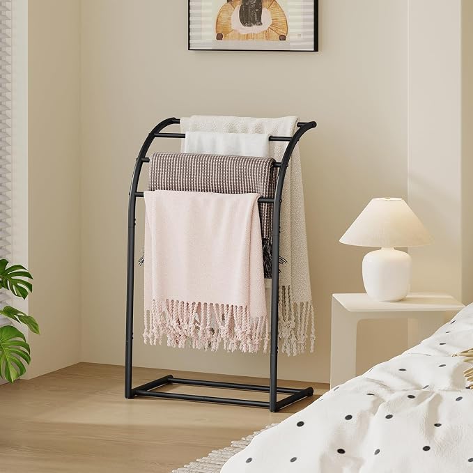 YINMIT Free Standing Towel Rack, Pool Towel Rack Outdoor, 4 Tier Towel Racks for Bathroom, Metal Blanket Rack, Blanket Display and Towel Drying Rack