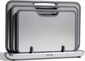 SMIRLY Titanium Cutting Board for Kitchen, with Holder, 3 Pack, Silver | Food-grade Titanium Surface with a Non-porous, Double-sided Design for Easy Cleaning and Hygienic Food Prep