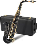 E Flat Alto Saxophone, Brass Sax with Carry Case, Black | Saxophones Include Mouthpiece, Cleaning Brush, Cloth, Strap Accessories, For Beginner Student and Professional