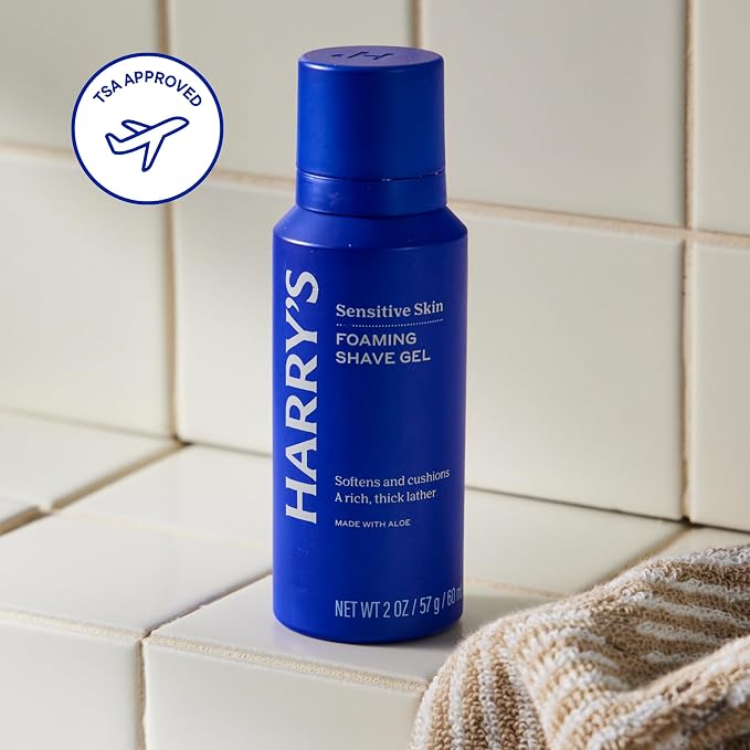 Harry's Foaming Shave Gel for Men with Aloe - (6 Pack) 2 oz - Soothes and Cushions Skin for Shaving - TSA Approved Travel Essentials - Sensitive Skin Safe