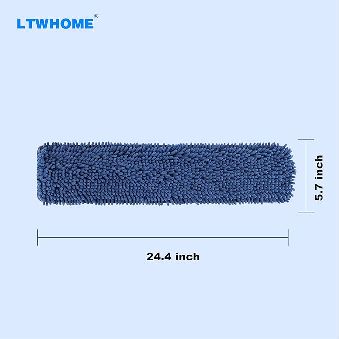 24 Inch Microfiber Chenille Coral Washable Flat Mop Pad Refills(Pack of 6)