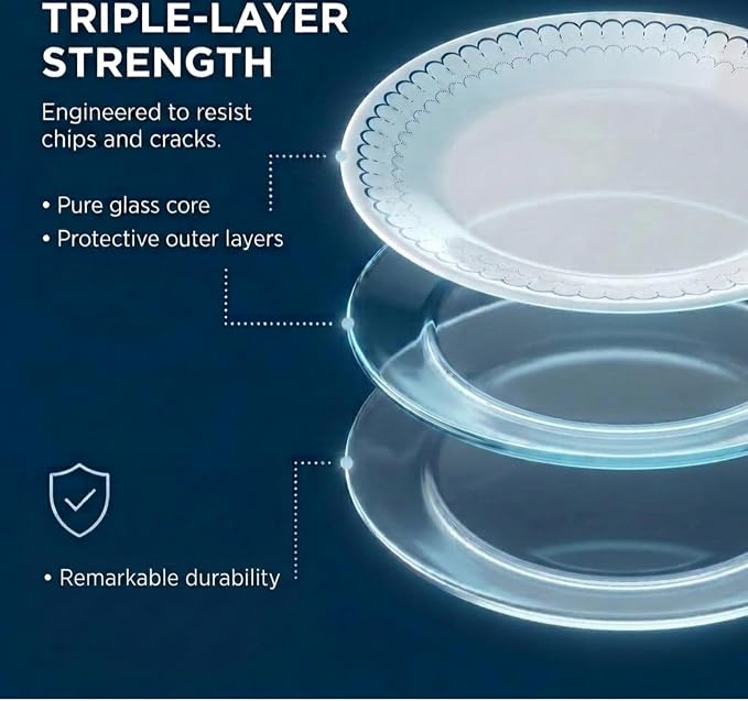 Corelle 18-Piece Dinnerware Set Service for 6, Lightweight Round Plates and Bowls Set, Vitrelle Triple Layer Glass, Chip Resistant, Microwave and Dishwasher Safe, Caspian