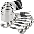 Measuring Cups and Spoons Set Stainless Steel Measuring Cups Double Sided Stackable Magnetic Measuring (Black)