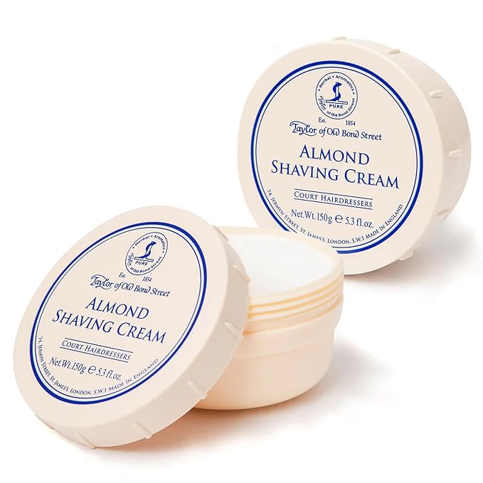 Taylor of Old Bond Street Almond Fragrance Shaving Cream Bowl 150g (2-Pack) – Rich Lather for Traditional Shaving