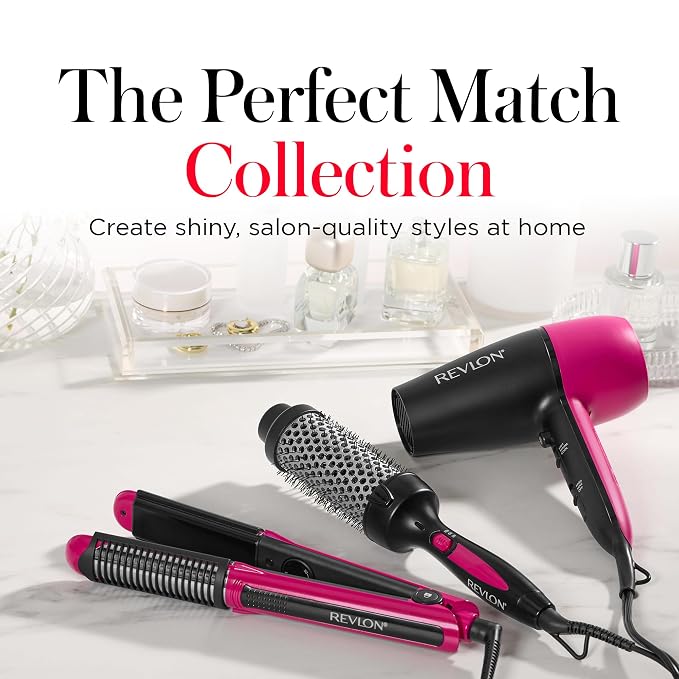 REVLON Perfect Match Hot Styler Heated Styling Brush, 1¾ Inch Round Hair Brush for Blowout Refreshing Curls, Volume, and Body, Ionic Technology, Triple Oil Infused Barrel