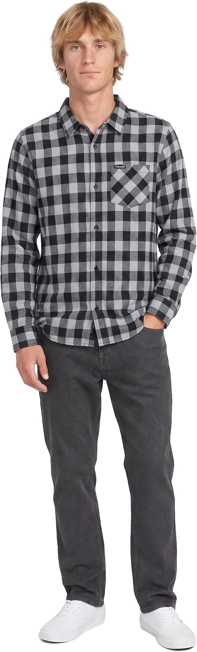 Volcom Men's Long Sleeve Flannel Shirt – Ultra-Soft Brushed Cotton Plaid Button Down