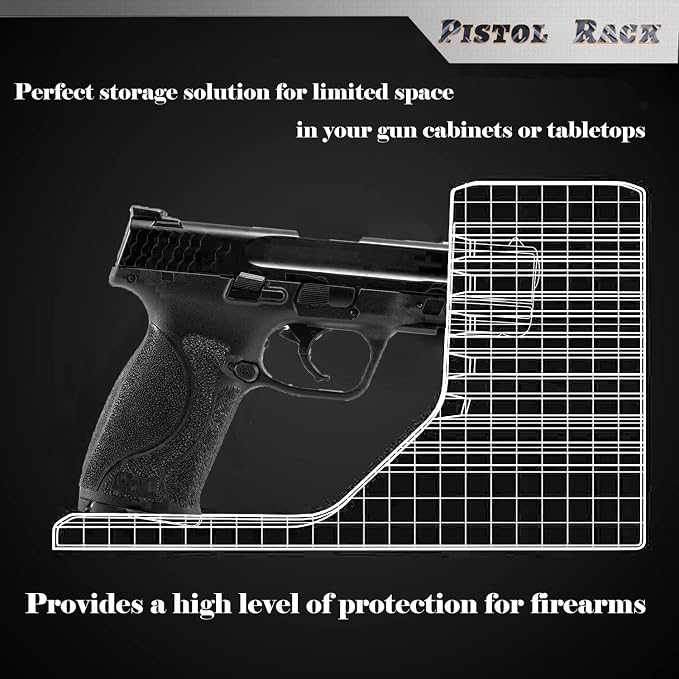 Pistol Rack Universal Protective Handgun Storage,Handgun Rack for Gun Safe Gun Cabinet Storage, Gun Magazine Holder, 1 Gun Holder 3 Mag Slots Fit Most Pistols