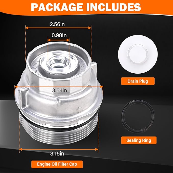 Upgraded Aluminum Oil Filter Housing Cap Assembly with O-Ring Seal Replacement for Toyota Camry Highlander RAV4 Sienna Tacoma Tundra 4Runner Avalon Lexus RX350 ES350 Replaces 15620-31060