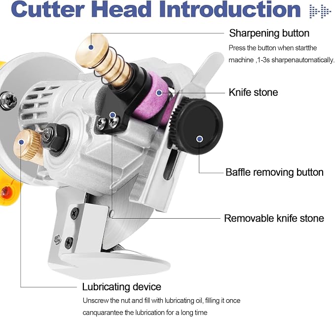 MXBAOHENG Electric Scissors Cordless Cardboard Cutter with Safety Switch & Replacement Blades Portable Rotary Cutter for Cutting Fabric Leather Carpet (1 Battery)