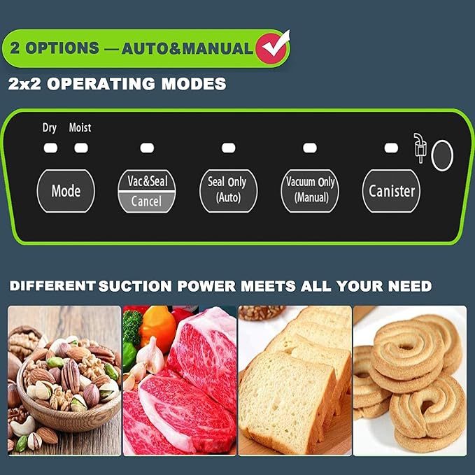 Potane Precision Vacuum Machine,Pro Food Sealer with Built-in Cutter and Bag Storage(Up to 20 Feet Length), Both Auto Manual Options,2 Modes,Includes 2 Bag Rolls 11”x16’ and 8”x16’,Compact Design