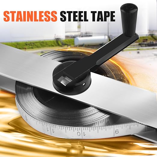 Cekegon Oil Gauging Tape, 99ft/30M Stainless Steel Sounding Tape Measure, Oil Tank Gauging Tape with Brass Plumb Bob