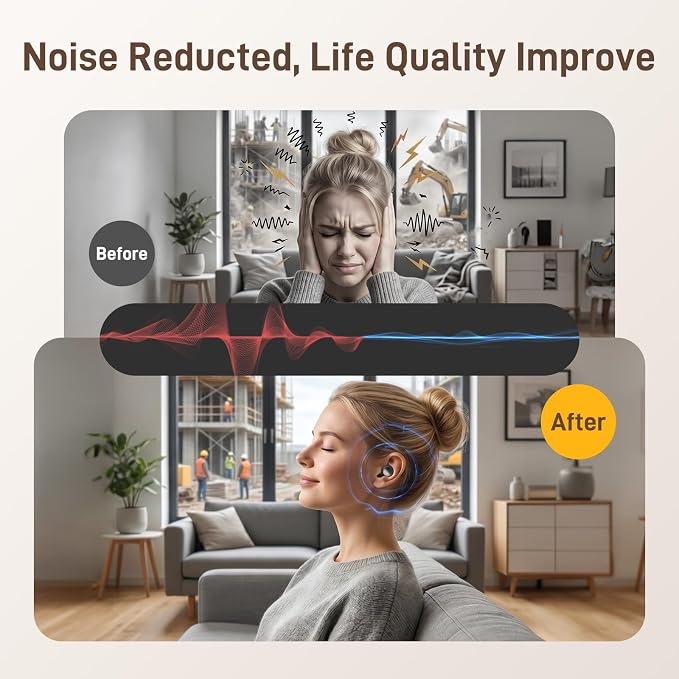 Earplugs for Sleeping, Noise Reduction Earplugs for Snoring, Reusable Soft Silicone Sound Proof Ear Plugs for Side Sleepers Noise Sensitivity for Hearing Protection for Work Sleep Travel HE03