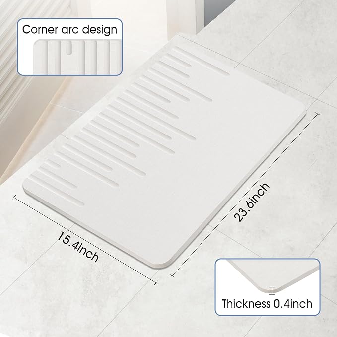 Veeloim Stone Bath Mat Diatomaceous Earth Bath Mat Non-Slip Quick Drying Diatomite Stone Shower Mat Natural Easy to Clean23.6 * 15.4"