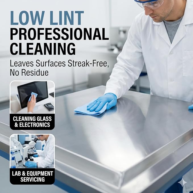 4 Rolls Industrial Cleaning Wipes Jumbo Roll, Heavy Duty Lint Free Shop Towels, Super Absorbent Reusable Cleaning Cloths for Garage Workshop Automotive, 500 Sheets 12"x 10" (Blue, 10"X12")