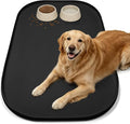 SMILOOL Waterproof Silicone Pet Food Mat with Raised Edge for Dog & Cat | 36" x 24" Non-Slip Large Pet Feeding Mats with Lip for Food & Water Bowl, Food Grade, Easy Cleaning, Black
