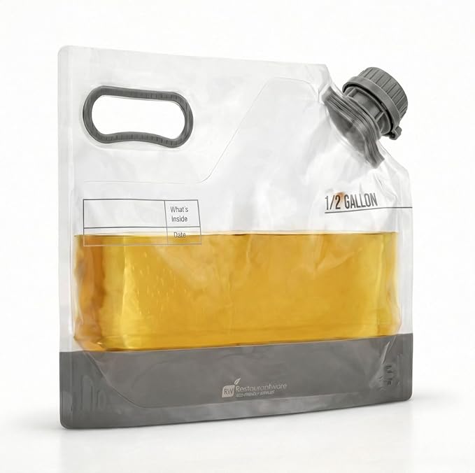 Restaurantware Cater Tek 1/2 Gallon Water Containers 10 Drink Bags - Collapsible Includes Tamper-Evident Caps Clear Plastic Beverage Bags For Catered Events Camping or Hiking Durable Handle