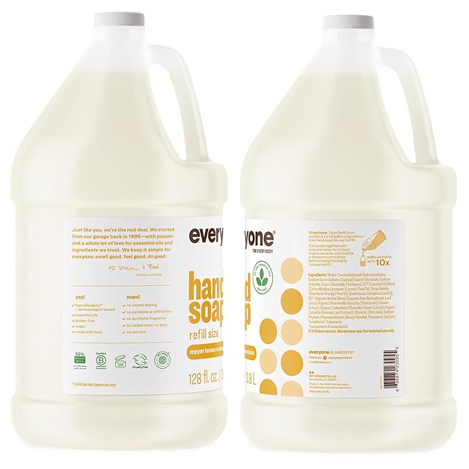 Everyone Liquid Hand Soap Refill, 1 Gallon, Meyer Lemon and Mandarin, made with Essential Oils for Kitchen and Bathroom
