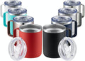 MEWAY 12oz Mix Color Mug With Handle 8 Pack Bulk,Stainless Steel Insulated Travel Tumblers With Sliding Lid,Double Wall Vacuum Camping Coffee Cup for Hot & Cold Drinks Tea (Mix,Set of 8)