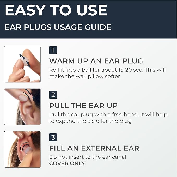 Peace&Quiet | PQ 100 Wax Ear Plugs for Sleeping - Silicone Wax Earplugs for Sleeping and Swimming, Gel Ear Plugs for Noise Cancelling, Sleeping Earplugs, Sound Blocking 32 Db (100 Pillows), White