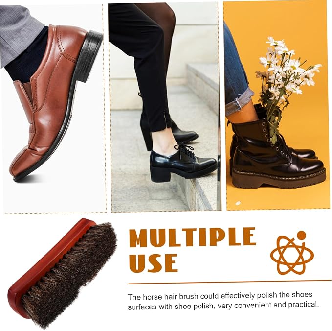 3pcs Laundry Scrubbing Brush Portable Wooden Shoe Cleaning Brush Horsehair Bristles for Shoe Polishing and Boot Care Ergonomic Grip Design for Comfortable Use