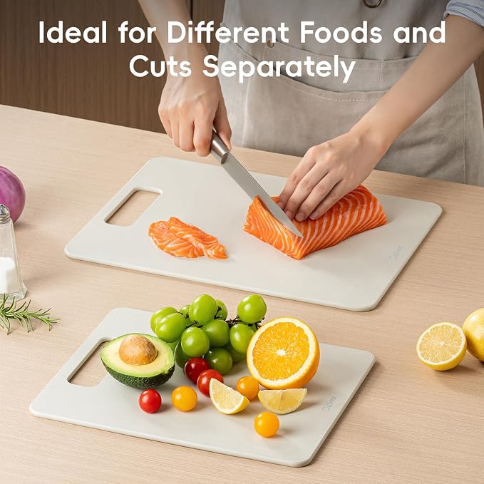 Wood Fiber Cutting Board Set of 2, Dishwasher Safe, Non-Toxic | BPA-Free Composite Cutting Board for Kitchen, Non-Slip, Non-Porous Chopping Board for Meat Vegetable Fruit Bread - Oatmeal