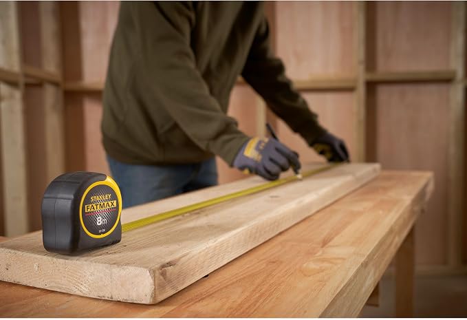 STANLEY Tape Measure Blade Armor 8 M Metric Shock Resistant with Mylar Coating and Cushion Grip 0-33-728