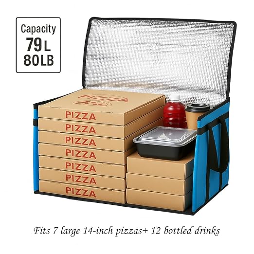 Bodaon Large 3-Pack Insulated Food Delivery Bag with hard bottom, Rideshare Delivery Bag, XXXL Pizza Cooler Bags, Thermal Cold/Hot Styrofoam Carrier for Travel/Shopping/Catering/Car