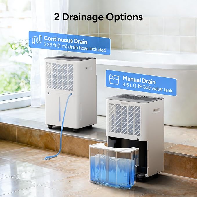 DR.PREPARE 3800 Sq.Ft Energy Star Dehumidifier, Max 65 Pints, Smart Dehumidifier with App/Wi-Fi for Basement, Bedroom with Drain Hose, Intelligent Humidity Control, Dry Clothes, Sleep Mode, 24H Timer