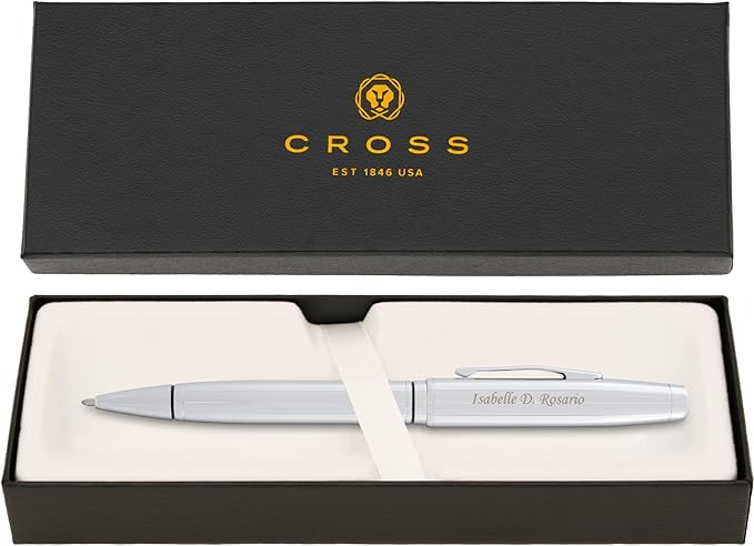 Cross Coventry Ballpoint Pen with Personalized Engraving - Polished Chrome with Black Accent Banding - Gift for Graduation, Retirement, New Job, or Corporate Recognition