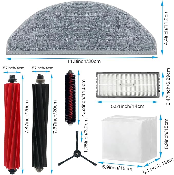 Accessories Kit for Xiaomi Roborock S8 Pro Ultra /S8 Docking,2 Roller Brush, 1 Self-Cleaning Brush,2 Hepa Filter, 4 Side Brush, 4 Mop Cloth,4 Dust Bags.1 Cleaning Brush(18PCS) …