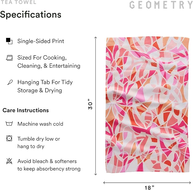 GEOMETRY Spring Kitchen Towels - Quick Dry Microfiber Cloth Spring & Summer Dish Towels for Kitchen Drying - Premium Quick Dry Towel - Lolita 18" x 30" (1 Pack)