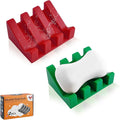 Self Draining Soap Dish Holder,Silicone Soap Dish,for Bathroom,Kitchen, Sponges，Can Extend Soap Life，Keep Soap Bars Dry and Easy Cleaning (Red+Deep Green,2-Pack)