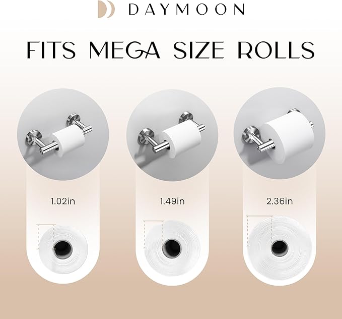 Day Moon™ - Toilet Paper Holder - Modern Roll Holder for Bathroom - 1 Pack - Wall Mount - Classic, Polished Chrome