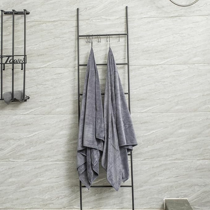 JML Bath Towels for Adult Body, 30" x 60", 4 Pack, Grey | Lightweight & Soft, Absorbent, Quick Drying, Lint Free, Fade Resistant, Perfect for Bathroom Spa Gym Yoga Salon Sauna