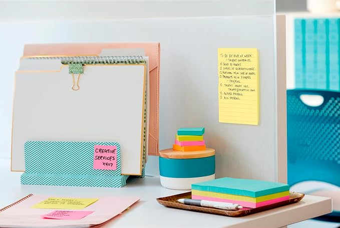 3M Post-it Lined Original Notes, 4 x 6 Inches, Canary Yellow, Pack of 12