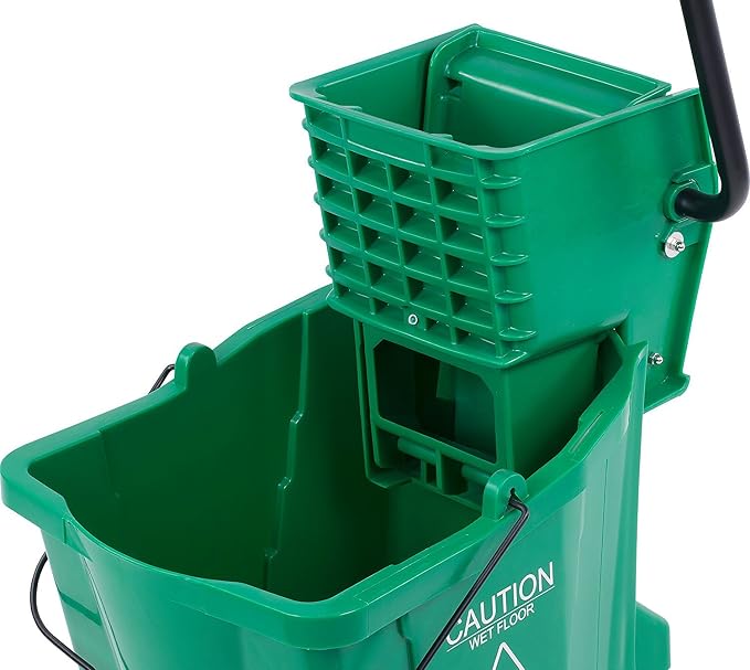 SPARTA Commercial Mop Bucket with Side Press Wringer, Floor Cleaning Essentials for Commercial and Home Use 26 Quart Capacity, 1 Count, Green