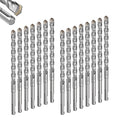 GEINXURN 15 PCS 1/2" x 8" Double Thread Rotary Hammer Drill Bits, Masonry Drill Bits Tool Set Carbide Tipped, Drilling in Brick, Stone and Concrete, Cement Walls