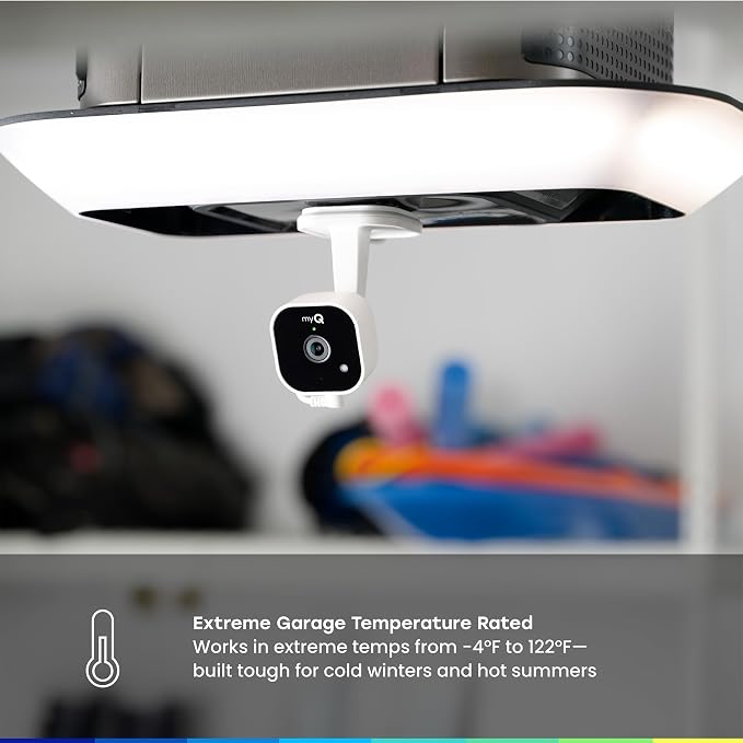 myQ Smart Garage Starter Kit: Garage Door Video Keypad + Rechargeable Battery + Wi-Fi Plug-in 2K Camera, Custom PIN Codes, Wide-Angle Lens, Night Vision, 2-Way Audio, Motion Alerts and App Control