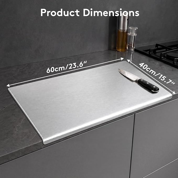 2026 NEW Titanium Cutting Boards for Kitchen, 100% Pure Titanium Kneading Cutting Board with Non Slip Pad, Large Cutting Board for Meat, Fruits, Vegetables, Bread, and Baking (23.6 x 15.7 in)
