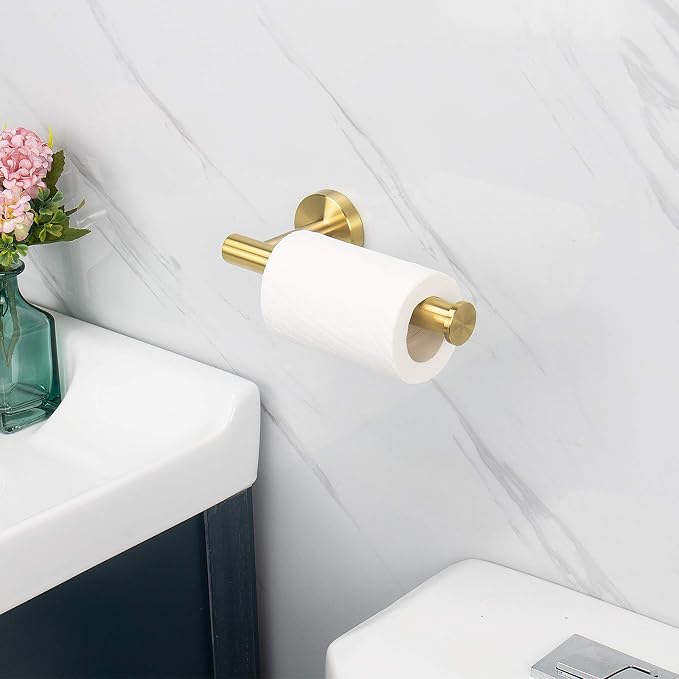 NearMoon Bathroom Toilet Paper Holder, Premium SUS304 Stainless Steel Rustproof Wall Mounted Toilet Roll Holder for Bathroom, Kitchen (1 Pack, Brushed Gold)