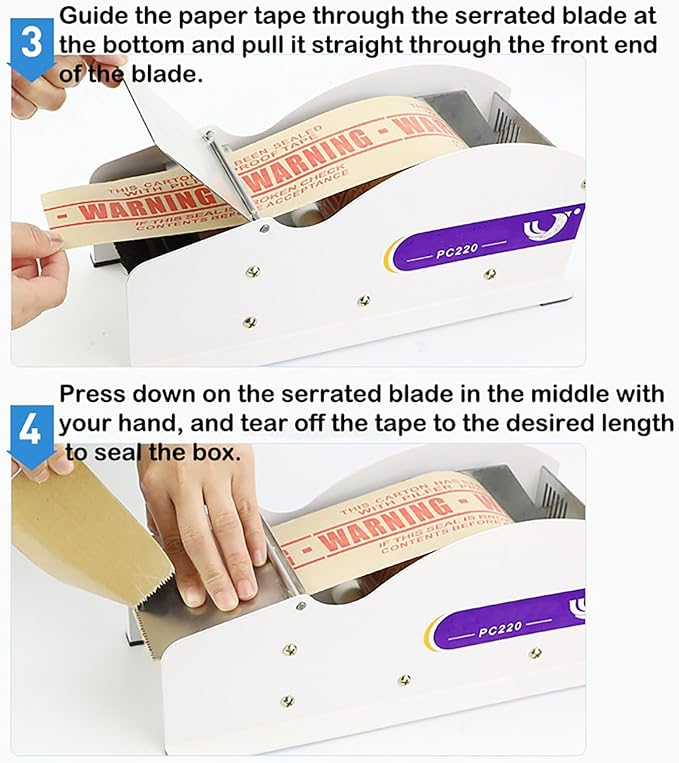 Water Activated Tape Dispenser, Stainless Steel Manual Tape Dispenser, Width Adjustable 0.98-3.54", Heavy Duty Kraft Gum Packing Tape Dispenser