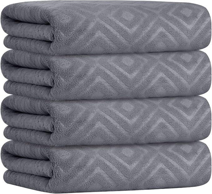 JML Microfiber Bath Towels, Pack of 4, 30" x 60", Grey | Oversized, Soft, Super Absorbent,Fast Drying, Perfect for Shower, Sauna,Gym, Fitness, Yoga