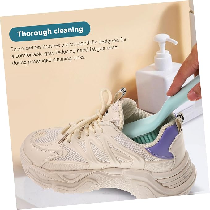3sets Multi-Purpose Cleaning Brush Kit Handle Shoe Washing Brush Ergonomic Grip for Household Cleaning Tasks