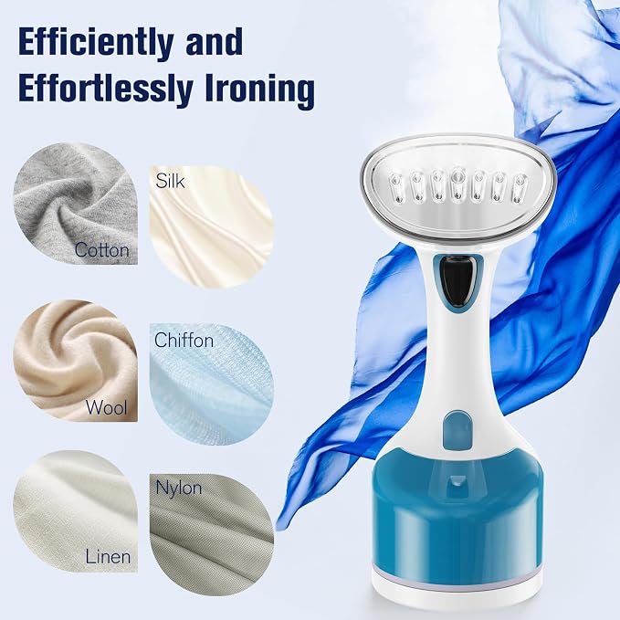 DBC Travel Steamer for Clothes 1500W, 250ml Water Tank,20S Fast Heat-up Portable Handheld Steamer for Clothes, 2 in 1 Fabric Wrinkle Remover with Fabric Brush,Ideal for Home, Office, Travel
