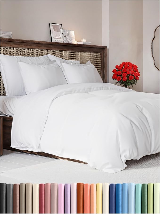 Duvet Cover King Size Set - Extra Soft King Duvet Cover 104" x 90" with 2 Pillow Shams for Women, Men, Kids & Teens - Hotel Luxury, Easy-Care w/ Zipper Closures & Ties - Comfy and Breathable (White)