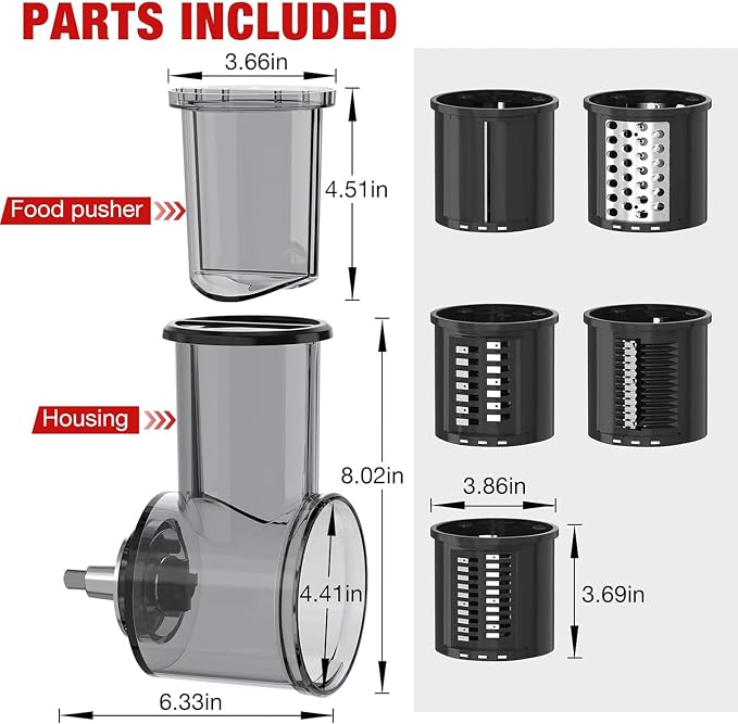 Vegetable Salad Maker Shred Cutter Cheese Grater Slicer Peeler Shredding Attachment for 3.5QT 4 6QT 7QT Vegetable Slicer Attachment Mixer Fine Set Restaurant Supplies Food Equipment