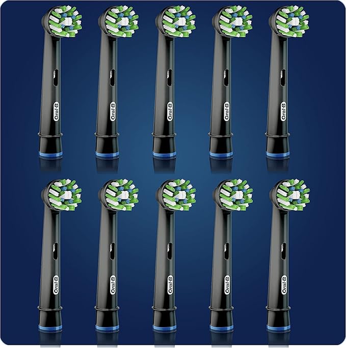 Oral-B Pro Cross Action Black Replacement Brush Heads for Electric Toothbrushes, XXL Pack of 10 Refills