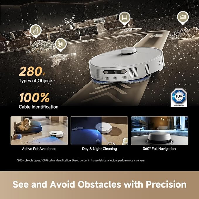 DREAME Matrix10 Pro Robot Vacuum and Mop, Featuring Multi-Mop Switching Dock, Three-Solution Compartment, Detangling Brush, 30,000Pa Suction, 212°F (100℃) Mop Self-Cleaning White