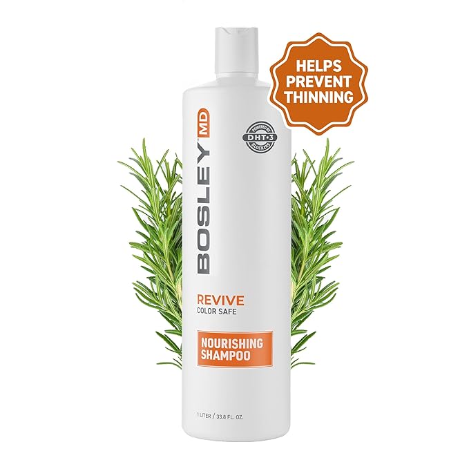BosleyMD BosRevive Nourishing Shampoo for Thinning Hair (Color Safe) – DHT Blocker, Sulfate-Free, Vegan Formula with Biotin, Saw Palmetto & Rosemary – Strengthens & Volumizes – 33.8 Fl Oz