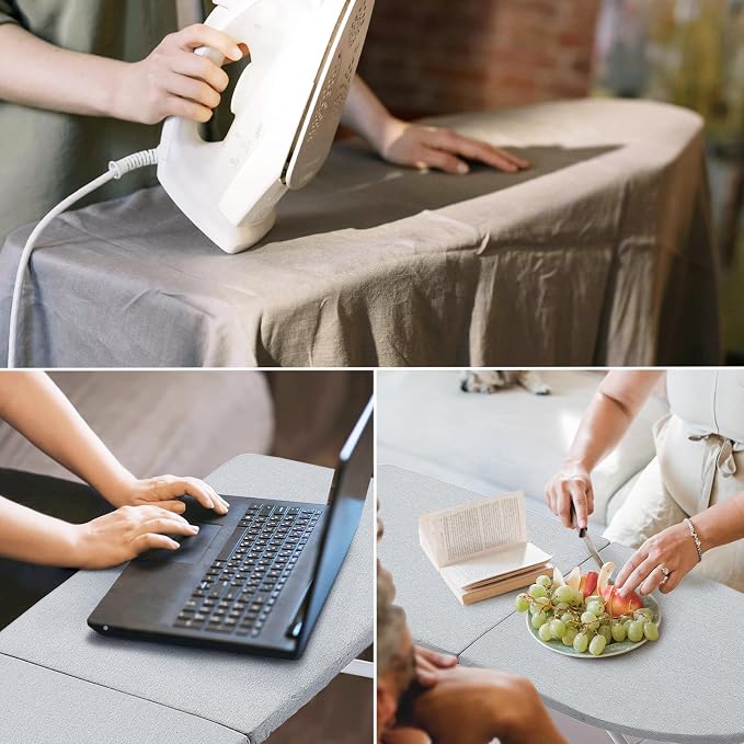 Small Ironing Board Tabletop with Iron Rest, Foldable Mini Iron Board with Cotton Cover, RAINHOL Folding Portable Travel Ironing Table for Spacing Saving 32"x12"